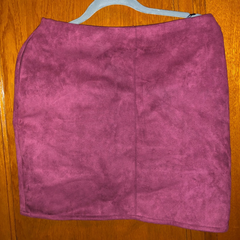 Missguided red faux suede skirt